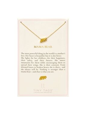 Tiny Tags NWT 14K Ion Plated “Mama Bear” Necklace with brass base in Gold